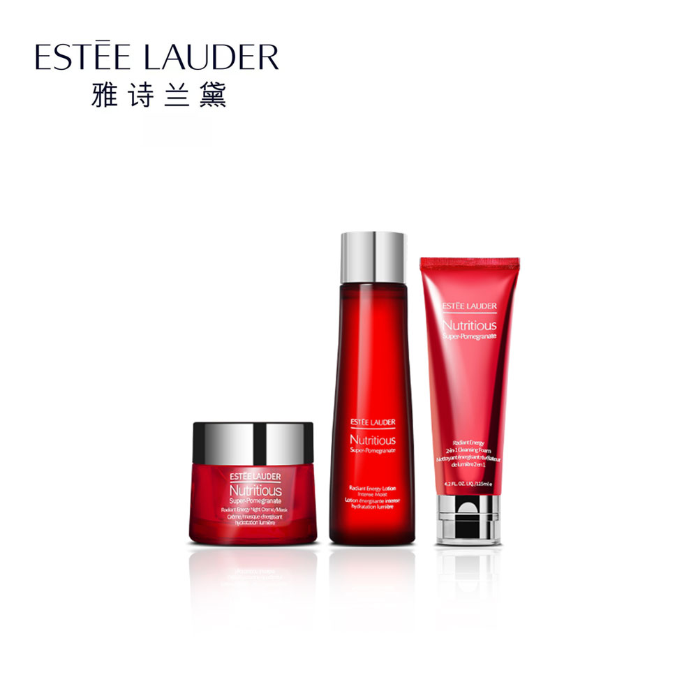 ESTEE LAUDER/雅诗兰黛 鲜活亮采红石榴三件套（洁面乳125ml+能量水滋润型200ml+晚霜50ml）